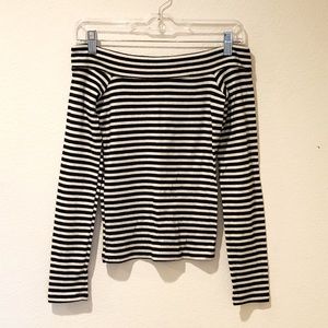 Hollister Off the Shoulder Striped Long Sleeve T